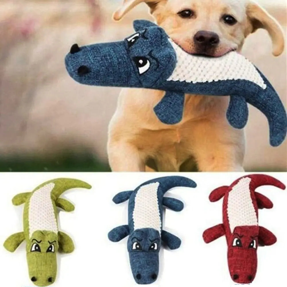 Linen Plush Crocodile Dog Toy