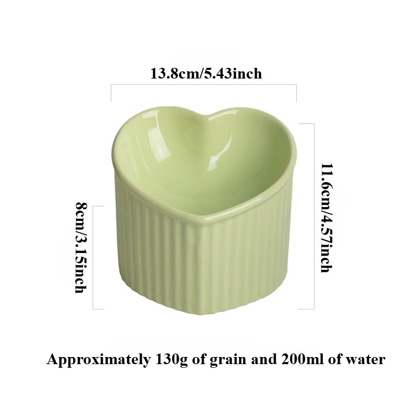 Slanted Ceramic Cat Bowl with Stand