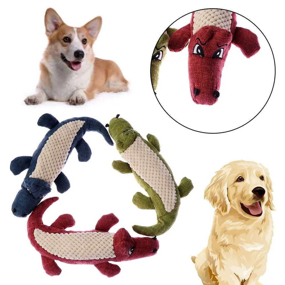 Linen Plush Crocodile Dog Toy