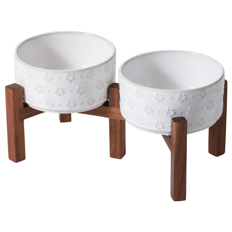Double Ceramic Elevated Dog Bowls