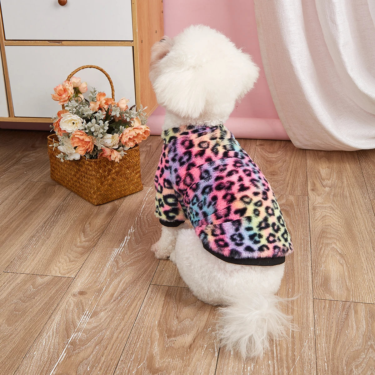 Colorful Leopard Fuzzy Coat