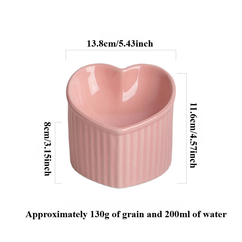 Slanted Ceramic Cat Bowl with Stand