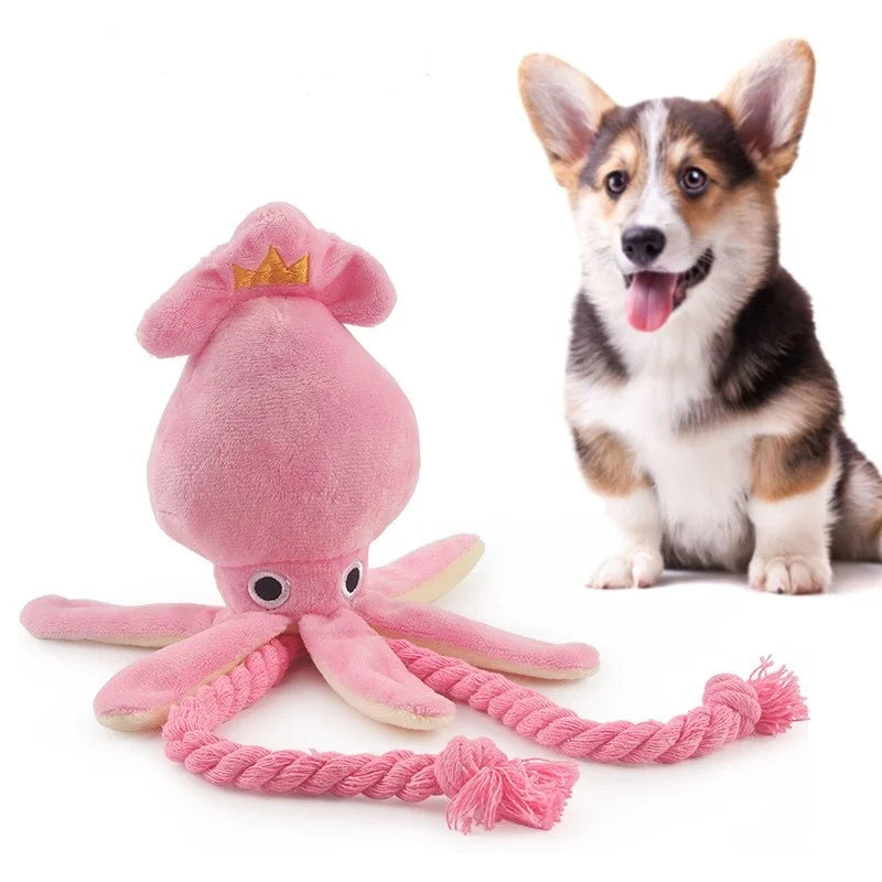 Dog Squid Plush Chew Toy
