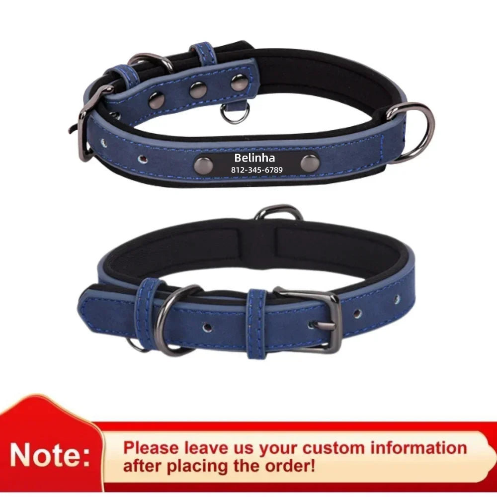Customized Leather ID Dog Collar