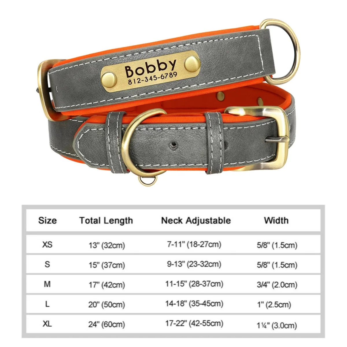 Customized Leather ID Dog Collar