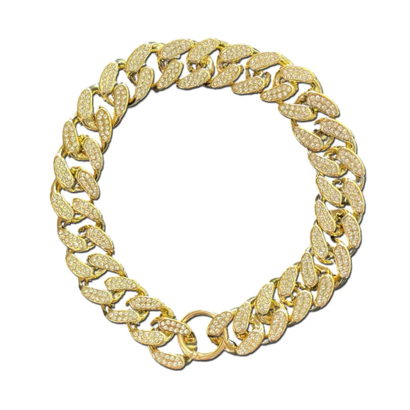 Diamond Inlay Dog Collar Chain