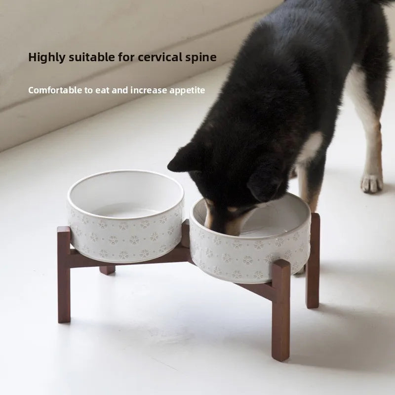 Double Ceramic Elevated Dog Bowls