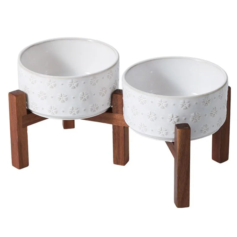 Double Ceramic Elevated Dog Bowls