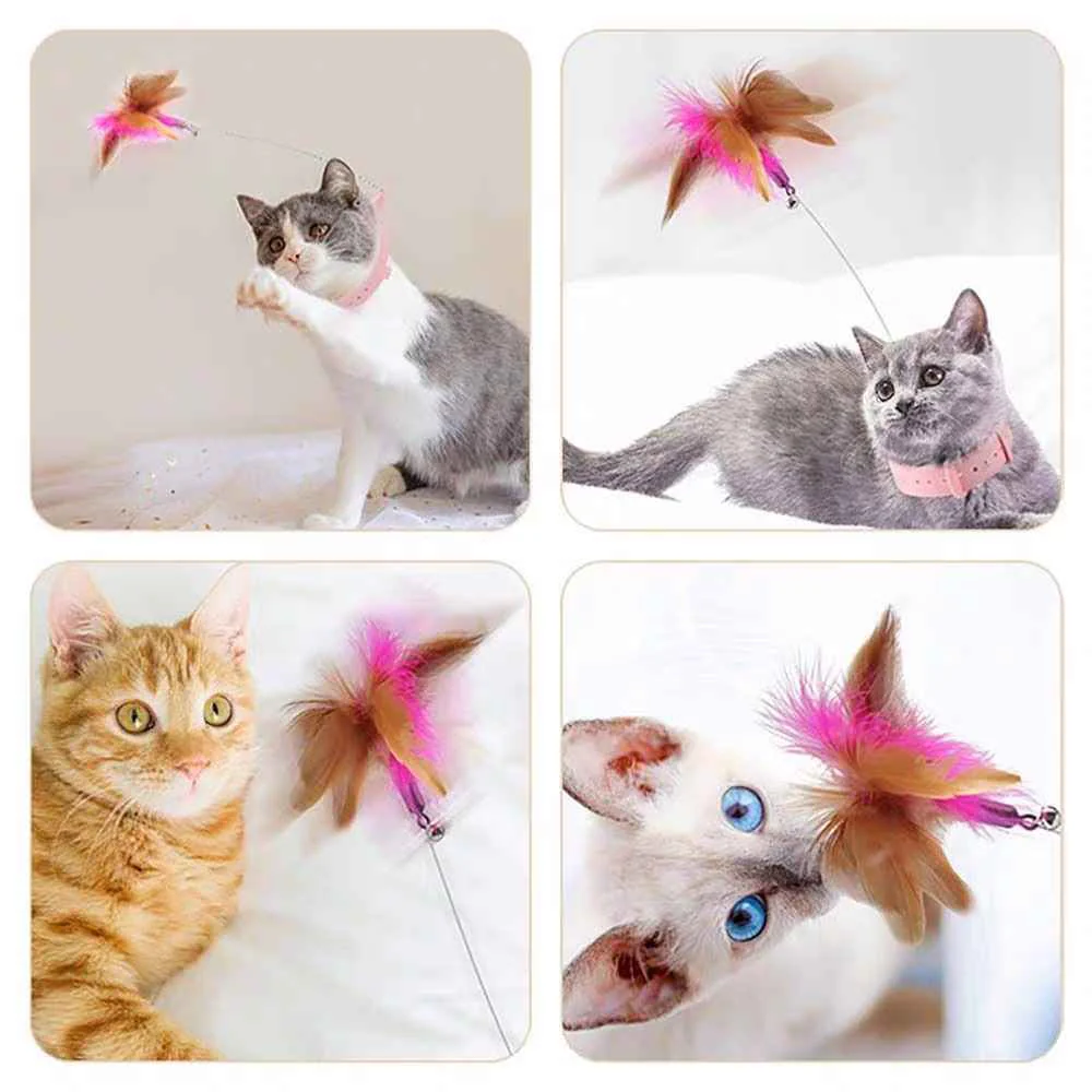 Cat Interactive Toys Feather Collar Self-healing