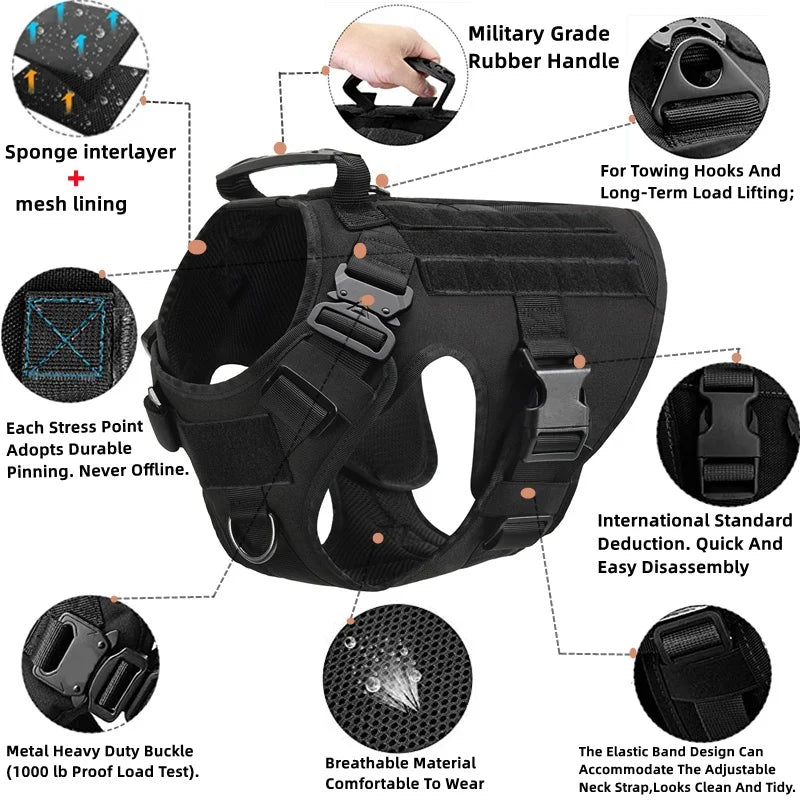 Tactical Military Vest Harness and Leash Set