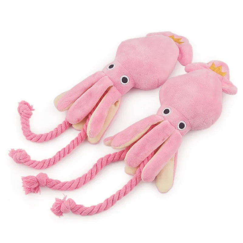 Dog Squid Plush Chew Toy