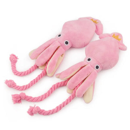 Dog Squid Plush Chew Toy