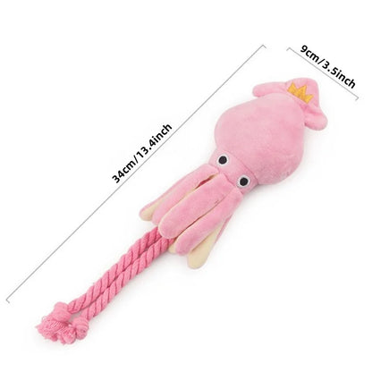 Dog Squid Plush Chew Toy