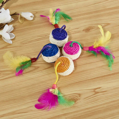 Sisal Scratching Ball Feather Toy