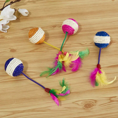 Sisal Scratching Ball Feather Toy