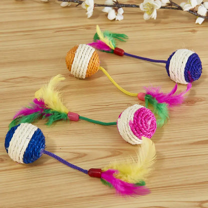 Sisal Scratching Ball Feather Toy