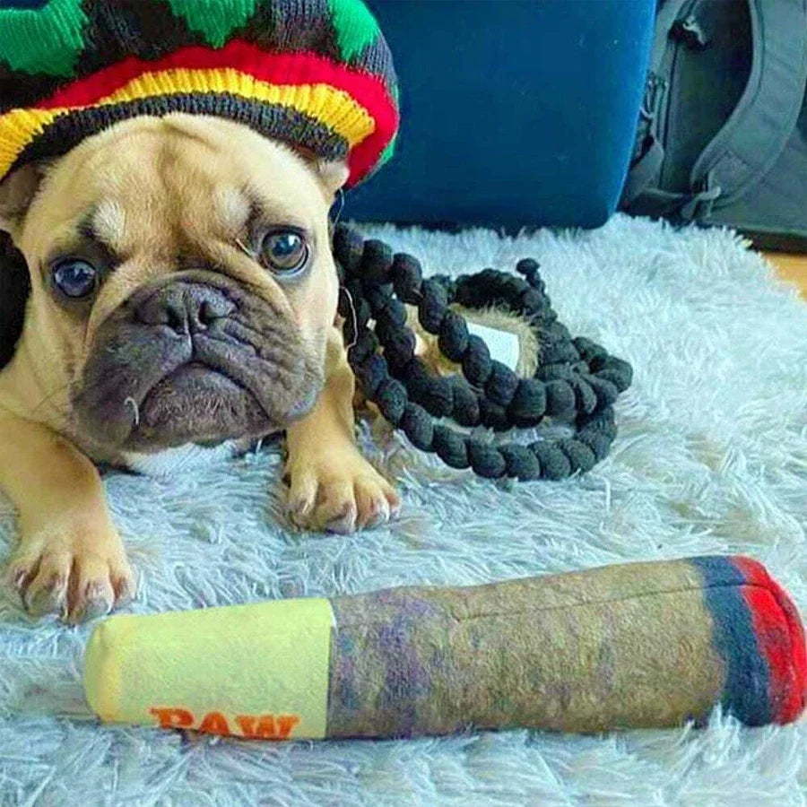 Funny Cigar-Shaped Plush Squeaky Toy
