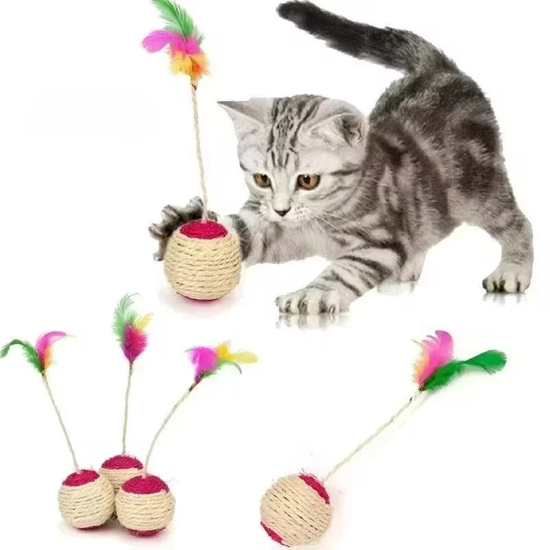Sisal Scratching Ball Feather Toy