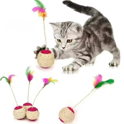 Sisal Scratching Ball Feather Toy