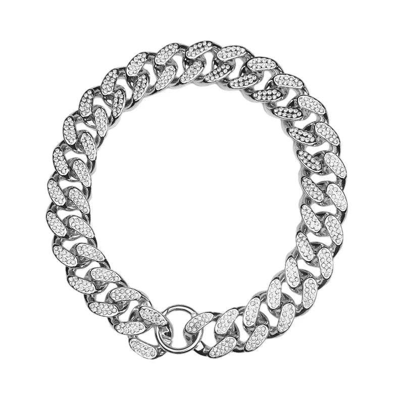 Diamond Inlay Dog Collar Chain