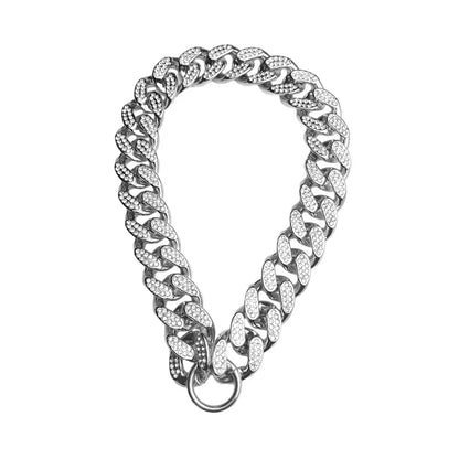 Diamond Inlay Dog Collar Chain