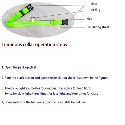 Nylon LED Night Safety Flashing Glow Dog Collar
