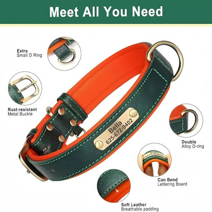 Customized Leather ID Dog Collar