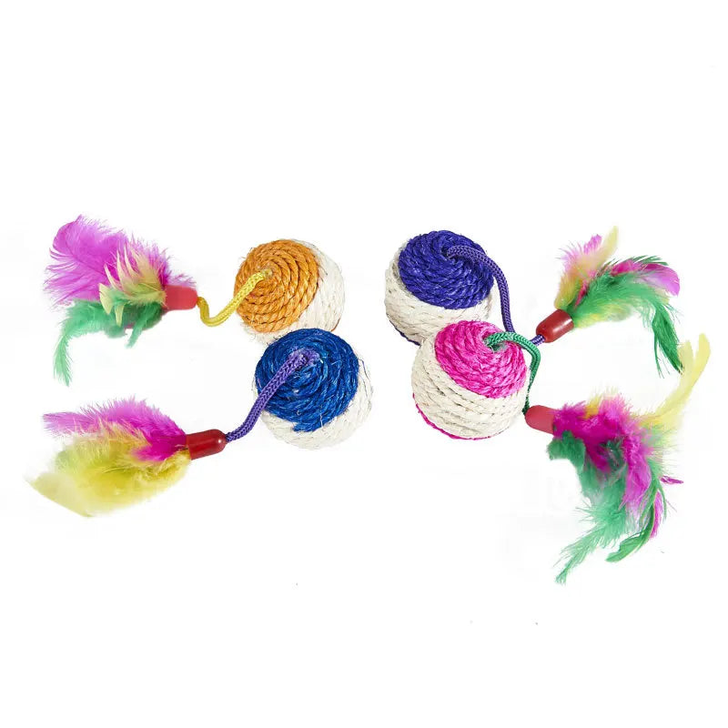 Sisal Scratching Ball Feather Toy