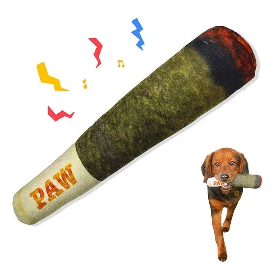 Funny Cigar-Shaped Plush Squeaky Toy