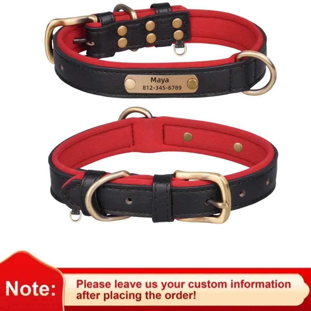 Customized Leather ID Dog Collar