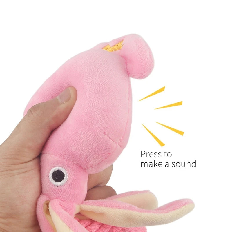 Dog Squid Plush Chew Toy