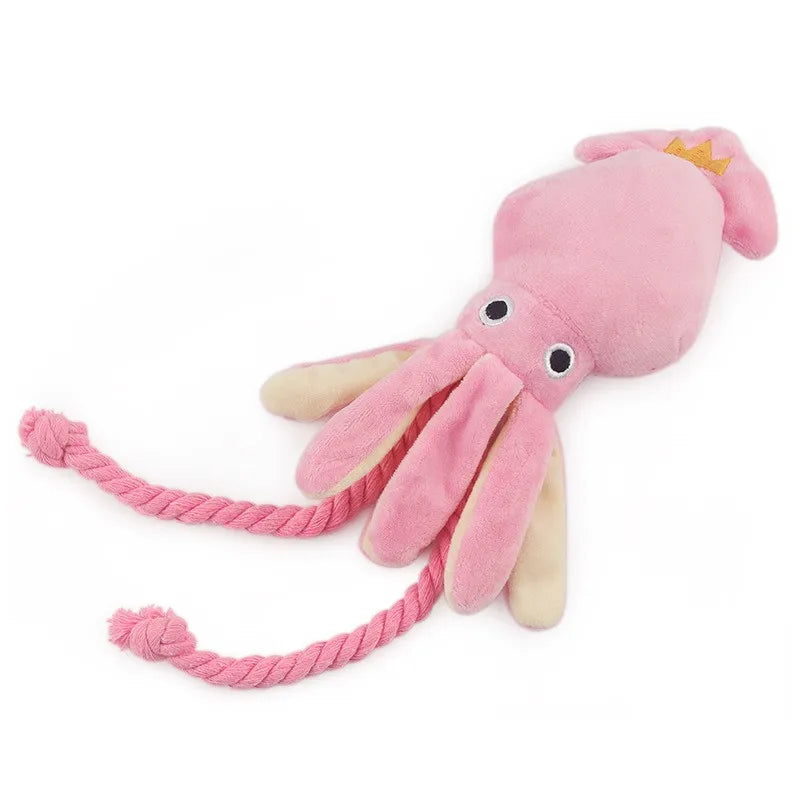 Dog Squid Plush Chew Toy