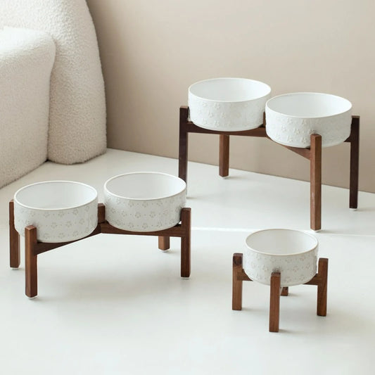 Double Ceramic Elevated Dog Bowls
