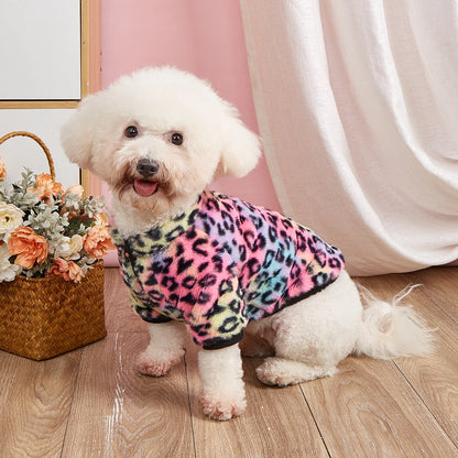 Colorful Leopard Fuzzy Coat