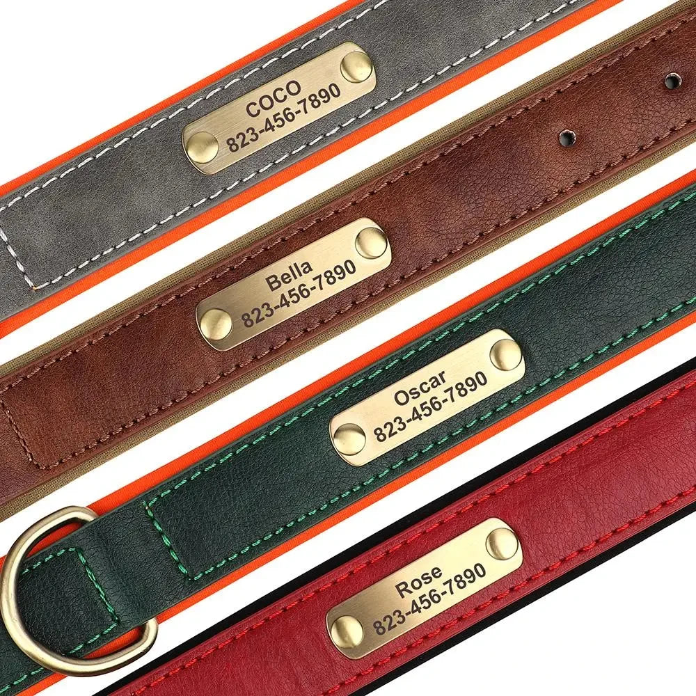 Customized Leather ID Dog Collar