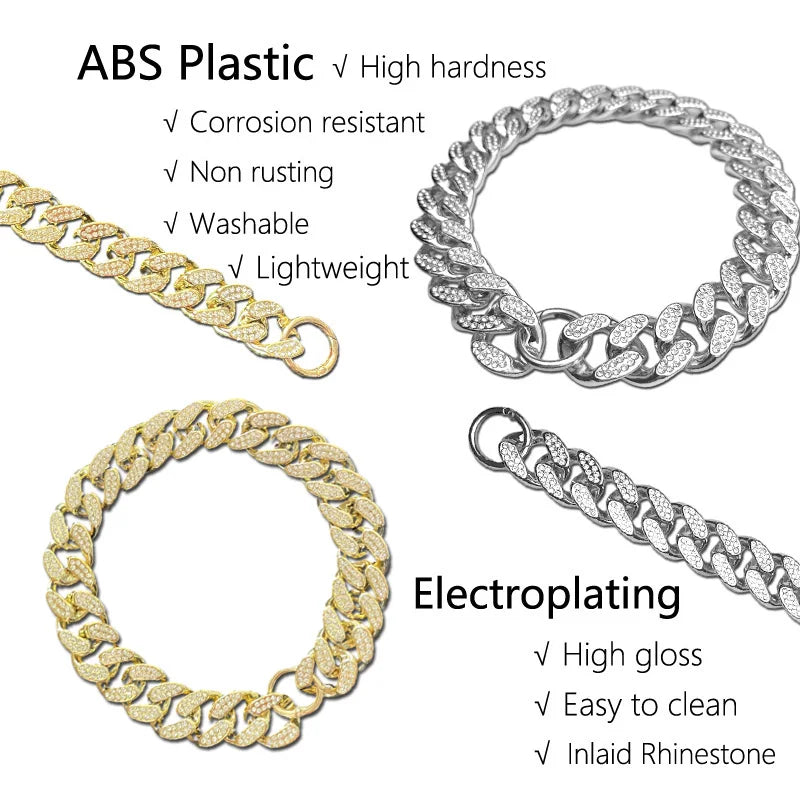 Diamond Inlay Dog Collar Chain