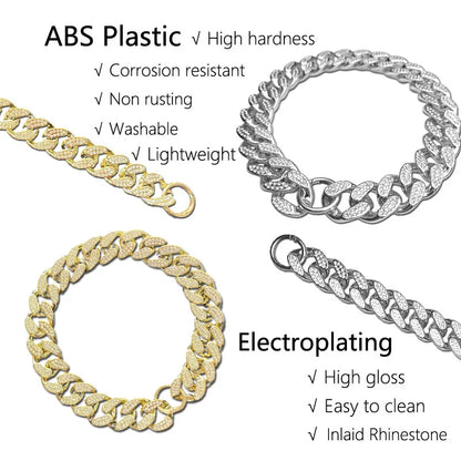 Diamond Inlay Dog Collar Chain