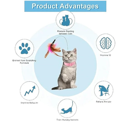 Cat Interactive Toys Feather Collar Self-healing